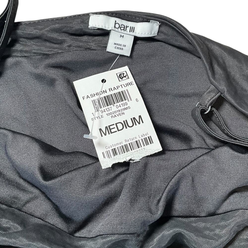 Y2K Evening Bar III Gray Cowl Neck Slip Dress Medium NWT Satin Minimalist Maxi - Picture 9 of 11